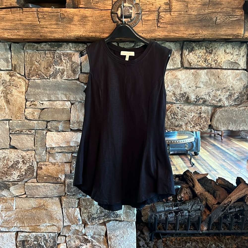 Black crew flared Anthropologie tunic top